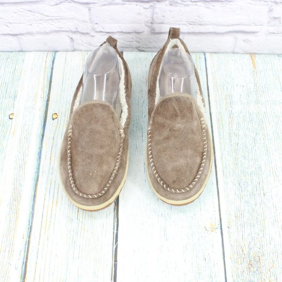 LL Bean Gray Suede Fleece Lined Mountain Moccasins Slipper Size 11 Medium - Picture 5 of 9